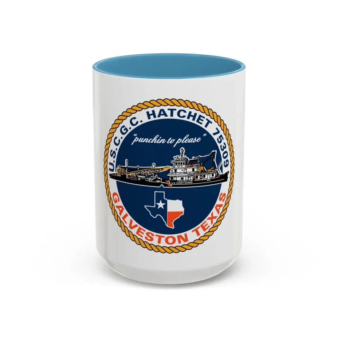 USCGC Hatchet 75309 Galveston TX (U.S. Coast Guard) Accent Coffee Mug 15oz Light Blue - Go Mug Yourself