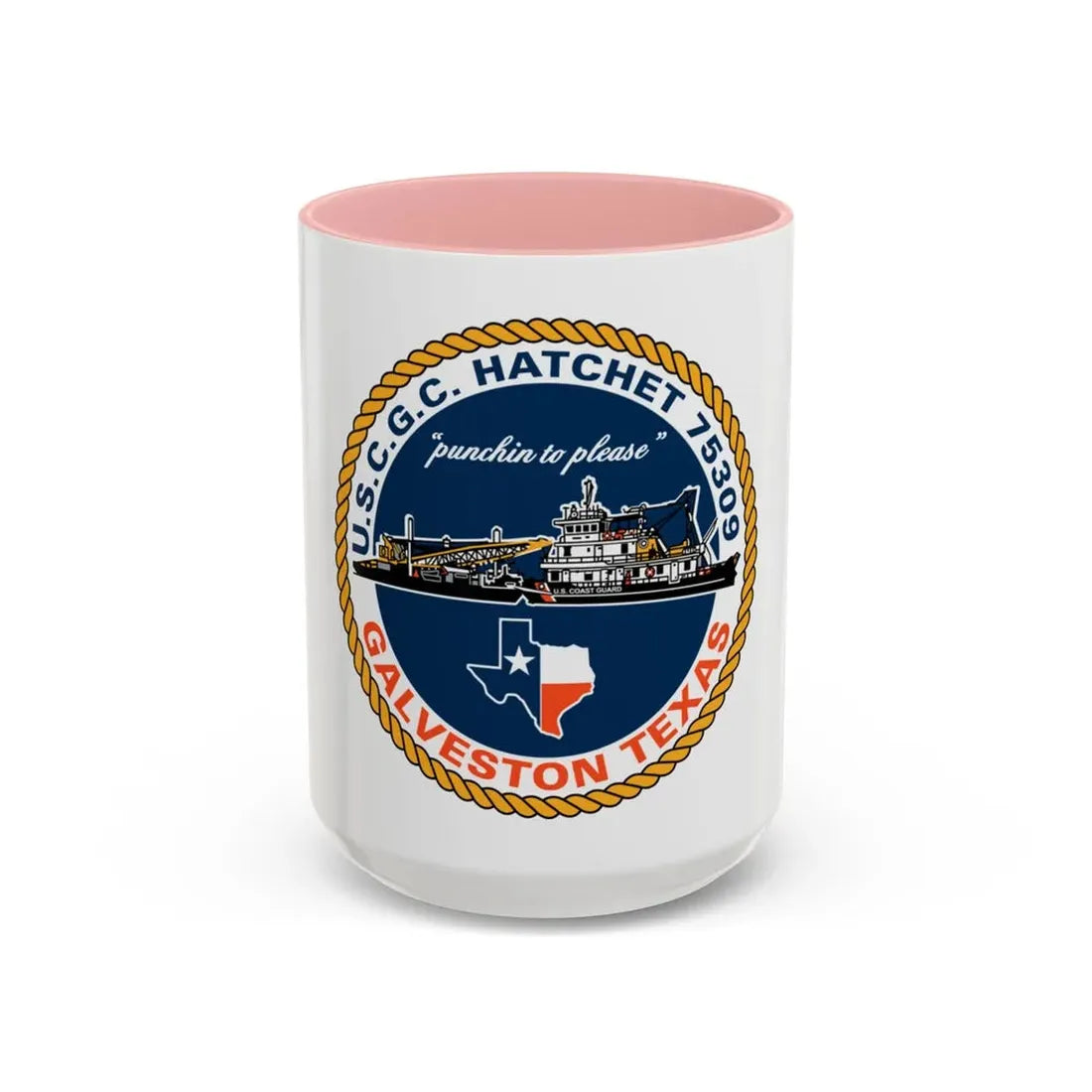 USCGC Hatchet 75309 Galveston TX (U.S. Coast Guard) Accent Coffee Mug 15oz Pink - Go Mug Yourself
