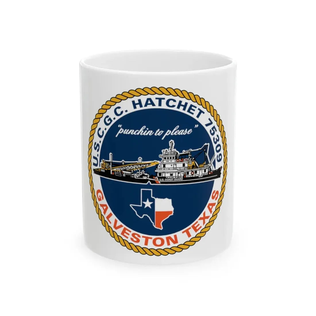 USCGC Hatchet 75309 Galveston TX (U.S. Coast Guard) White Coffee Mug 11oz - Go Mug Yourself