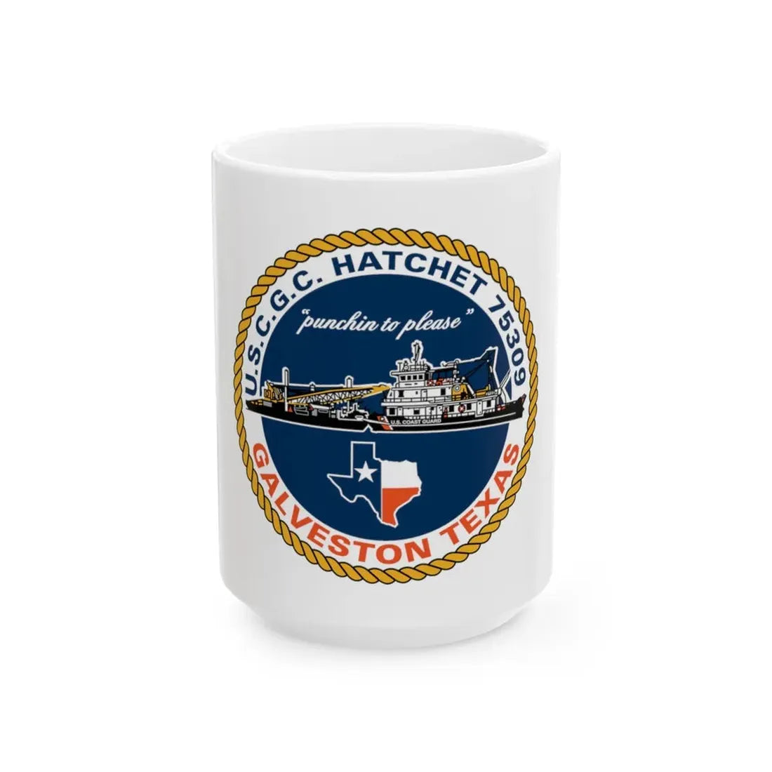 USCGC Hatchet 75309 Galveston TX (U.S. Coast Guard) White Coffee Mug 15oz - Go Mug Yourself
