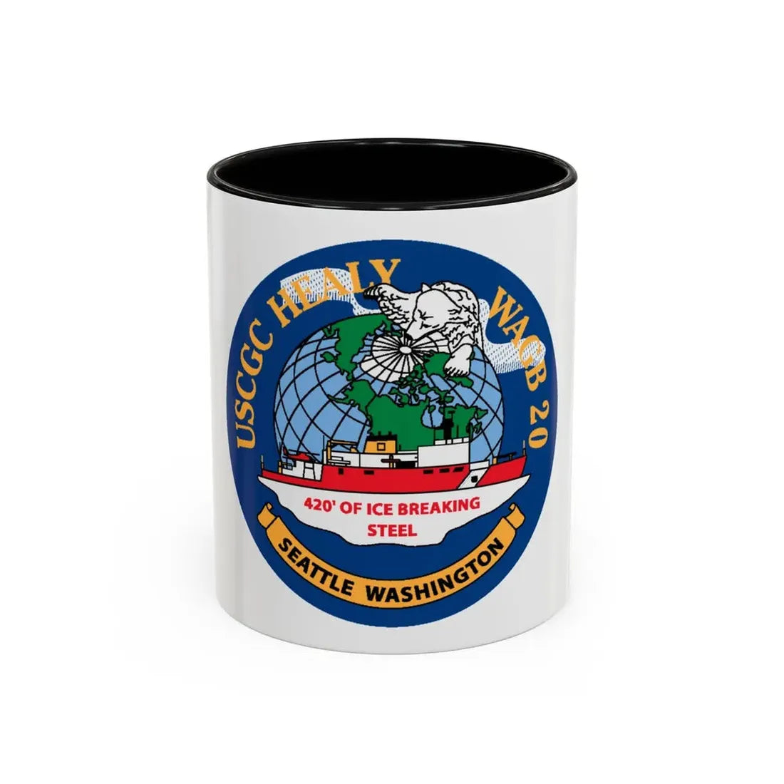 USCGC Healy WAGB 20 Seattle Wash (U.S. Coast Guard) Accent Coffee Mug 11oz Black - Go Mug Yourself