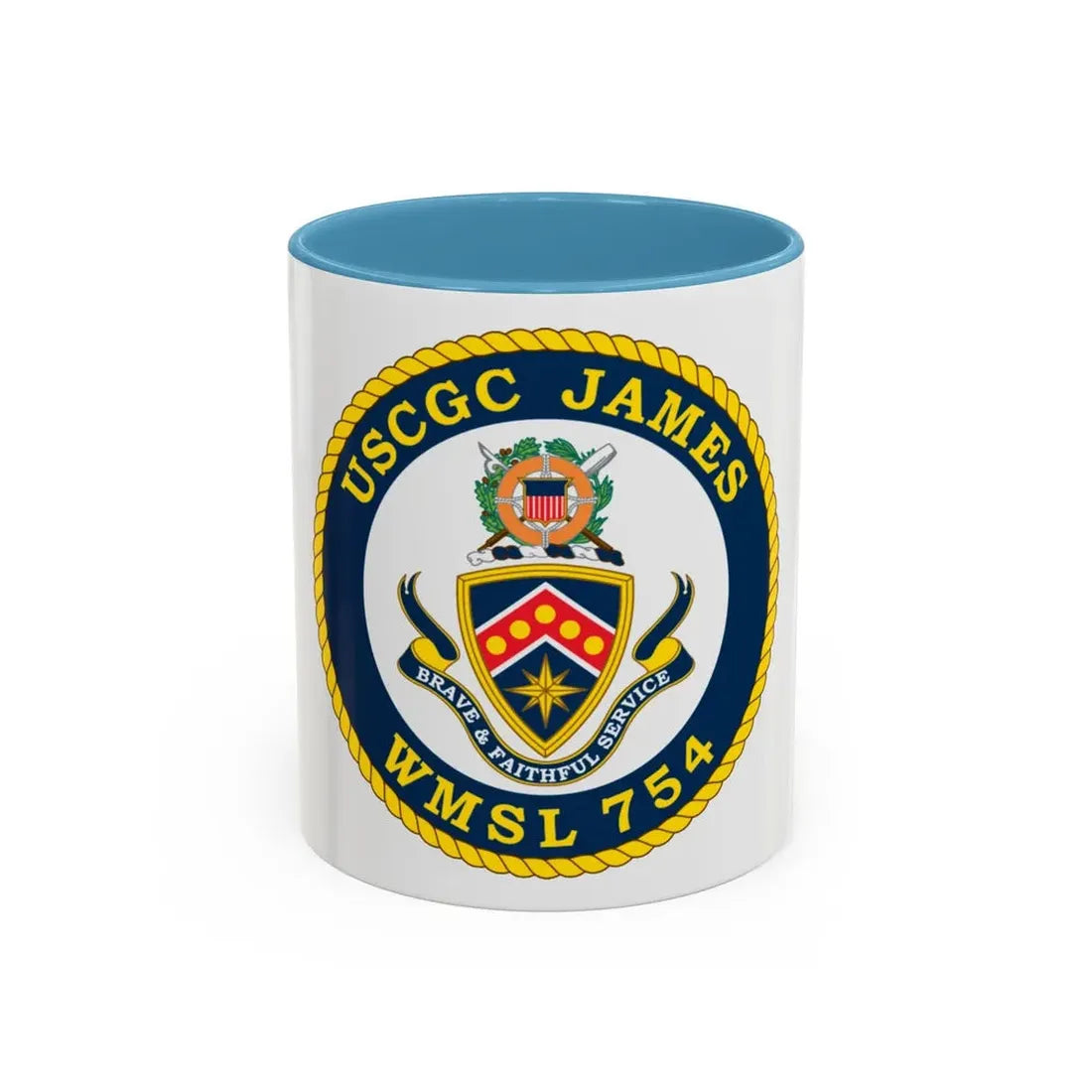 USCGC James WMSL 754 (U.S. Coast Guard) Accent Coffee Mug 11oz Light Blue - Go Mug Yourself