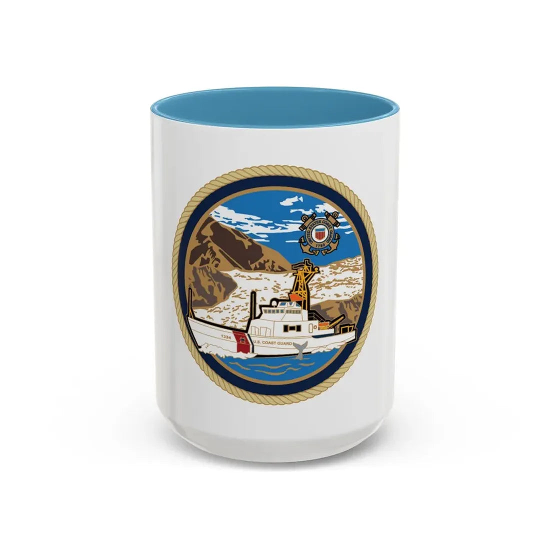 USCGC Liberty Boat (U.S. Coast Guard) Accent Coffee Mug 15oz Light Blue - Go Mug Yourself
