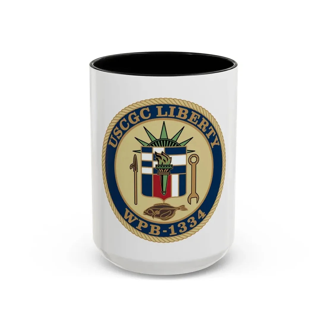 USCGC Liberty WPB 1334 (U.S. Coast Guard) Accent Coffee Mug 15oz Black - Go Mug Yourself