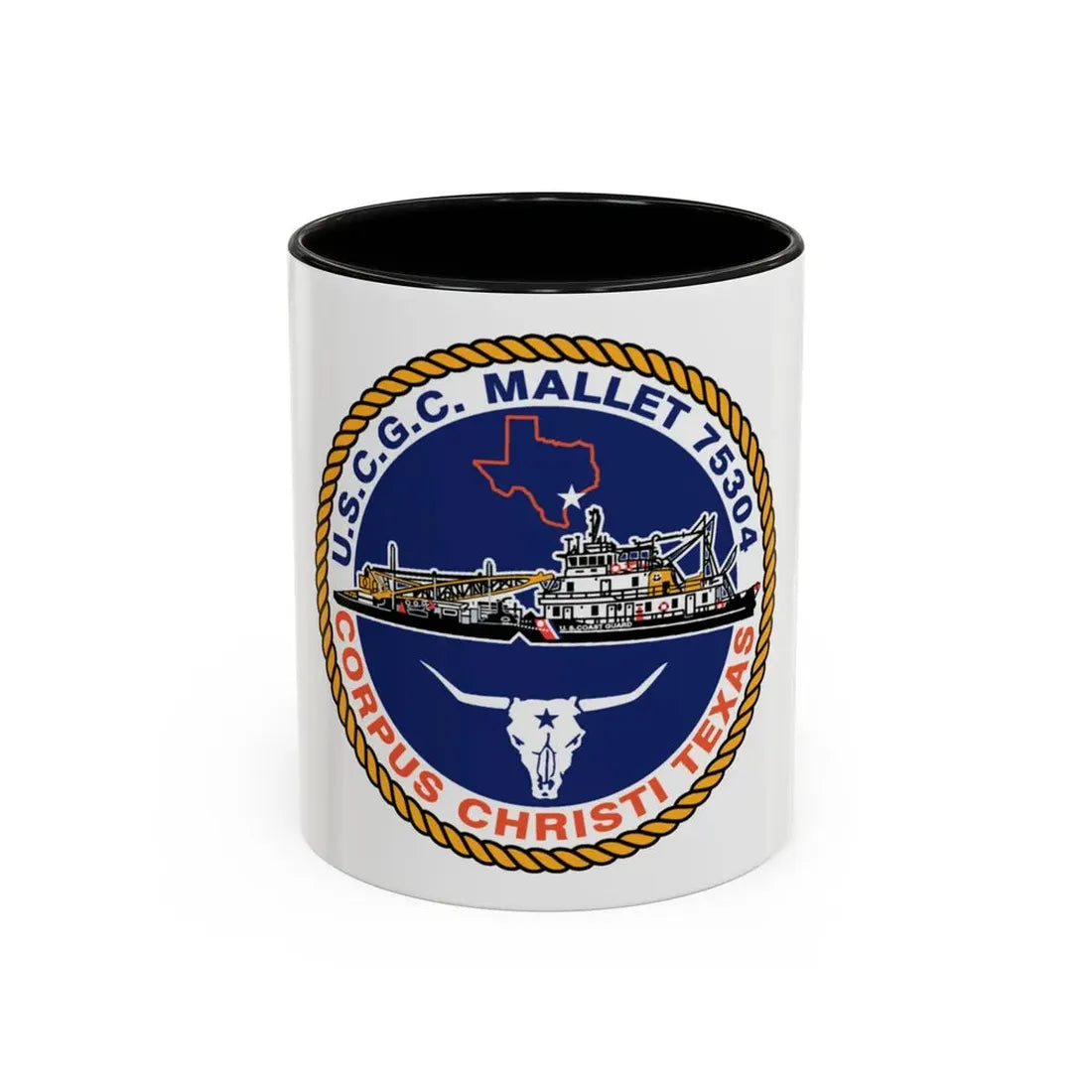 USCGC Mallet 75304 (U.S. Coast Guard) Accent Coffee Mug 11oz Black - Go Mug Yourself