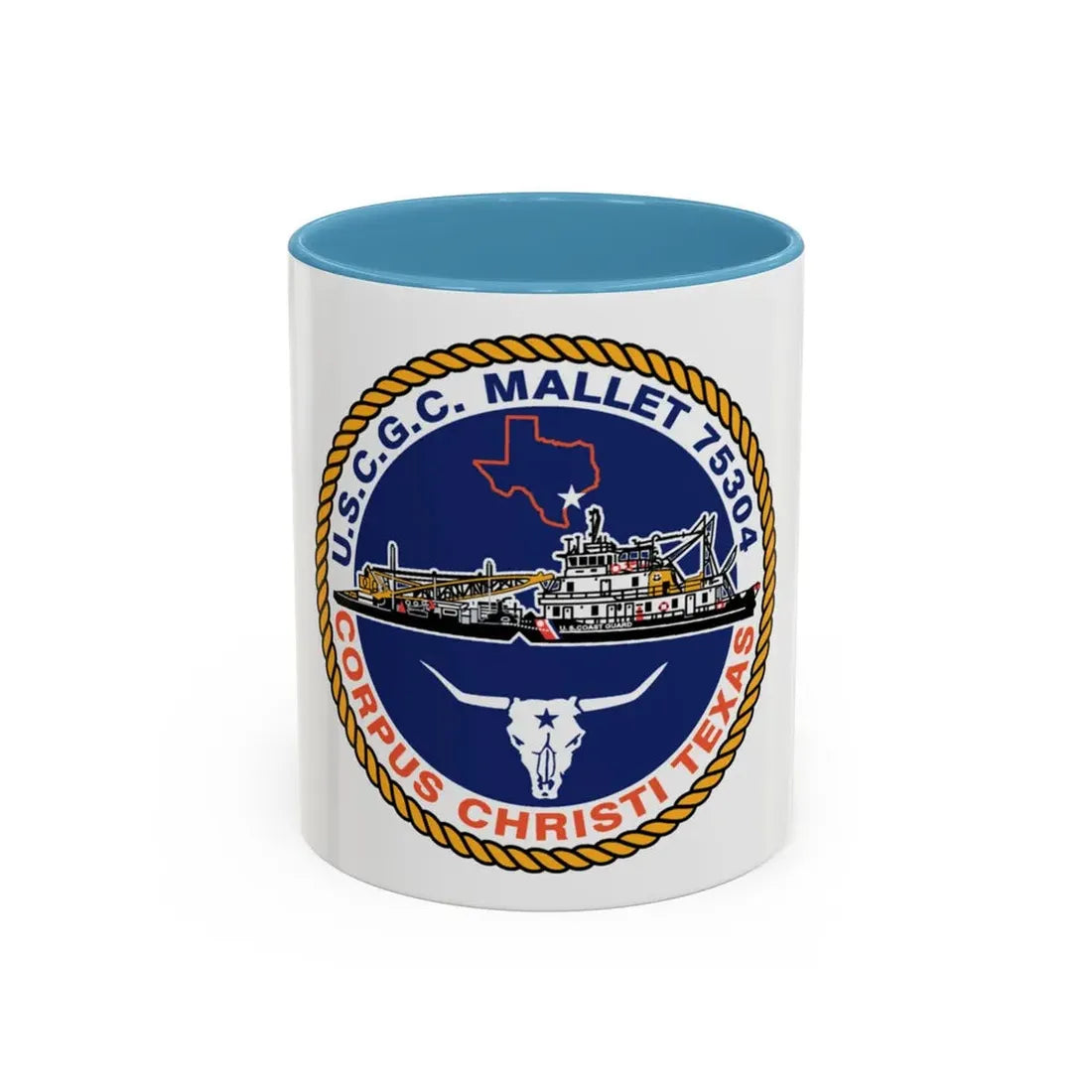 USCGC Mallet 75304 (U.S. Coast Guard) Accent Coffee Mug 11oz Light Blue - Go Mug Yourself