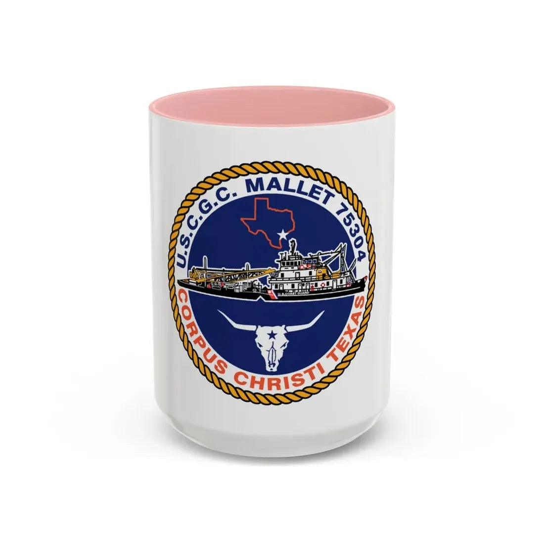 USCGC Mallet 75304 (U.S. Coast Guard) Accent Coffee Mug 15oz Pink - Go Mug Yourself