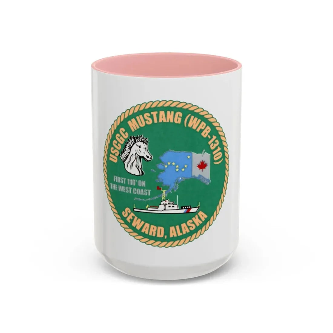 USCGC Mustang WPB 1310 v2 (U.S. Coast Guard) Accent Coffee Mug 15oz Pink - Go Mug Yourself