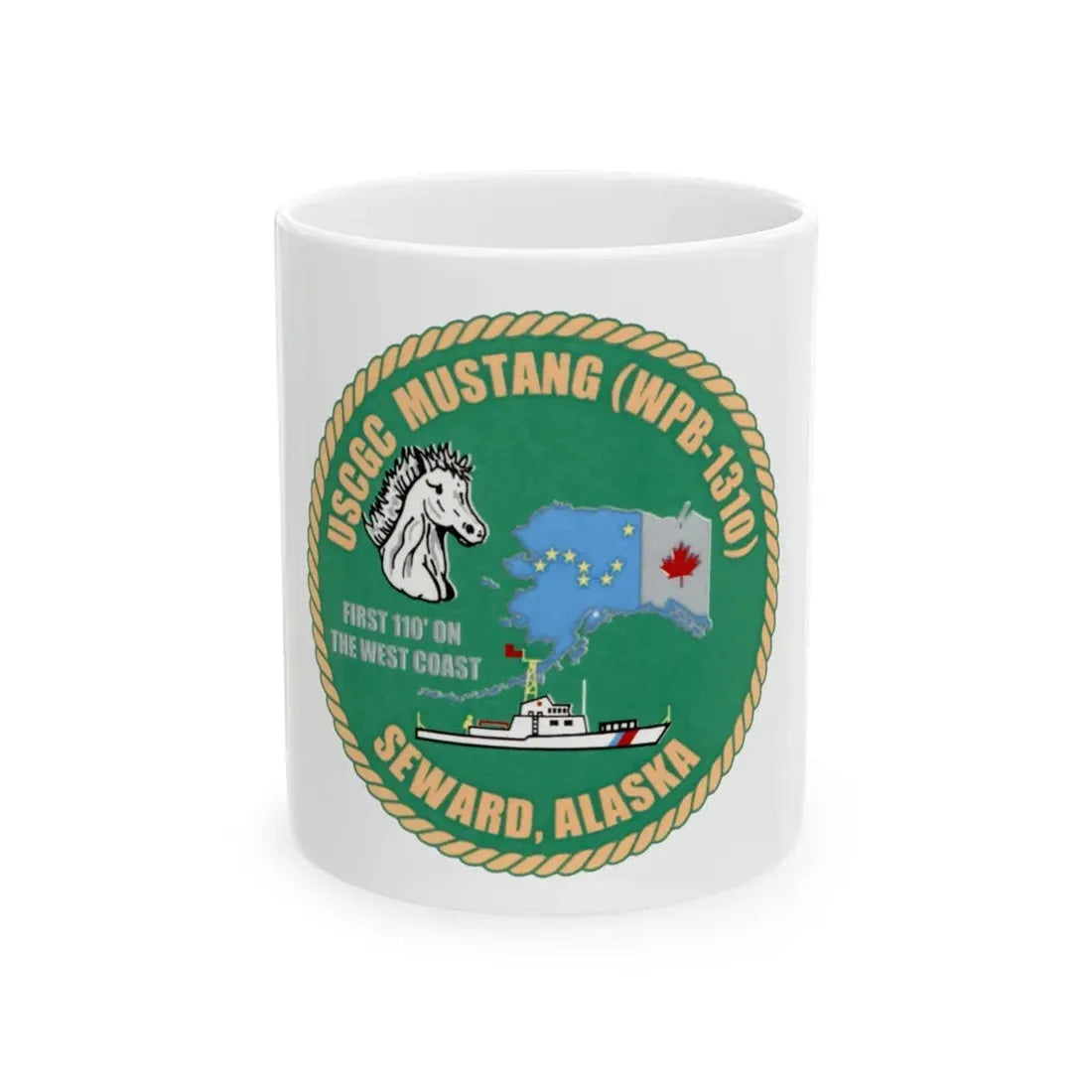 USCGC Mustang WPB 1310 v2 (U.S. Coast Guard) White Coffee Mug 11oz - Go Mug Yourself