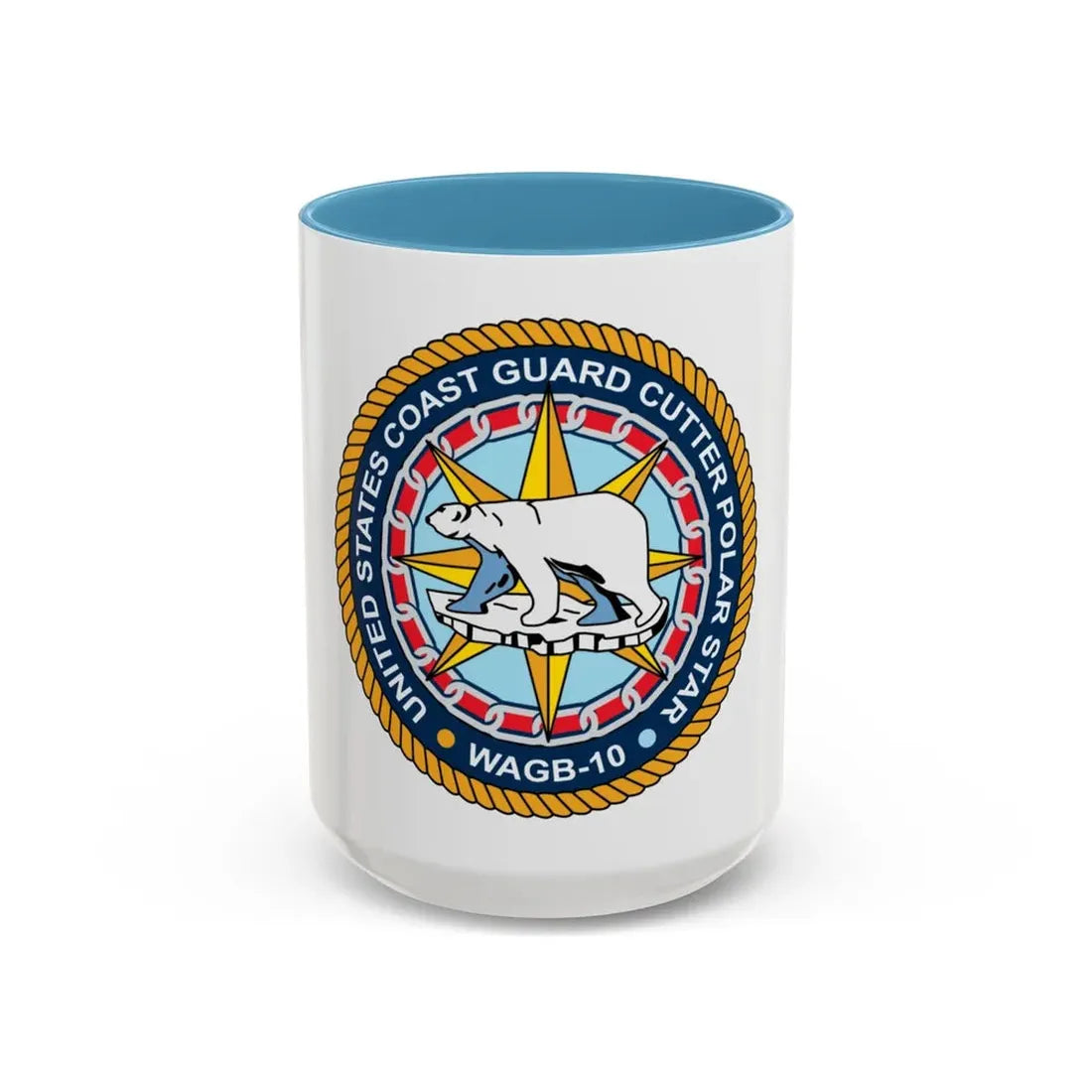 USCGC Polar Star WAGB 10 (U.S. Coast Guard) Accent Coffee Mug 15oz Light Blue - Go Mug Yourself