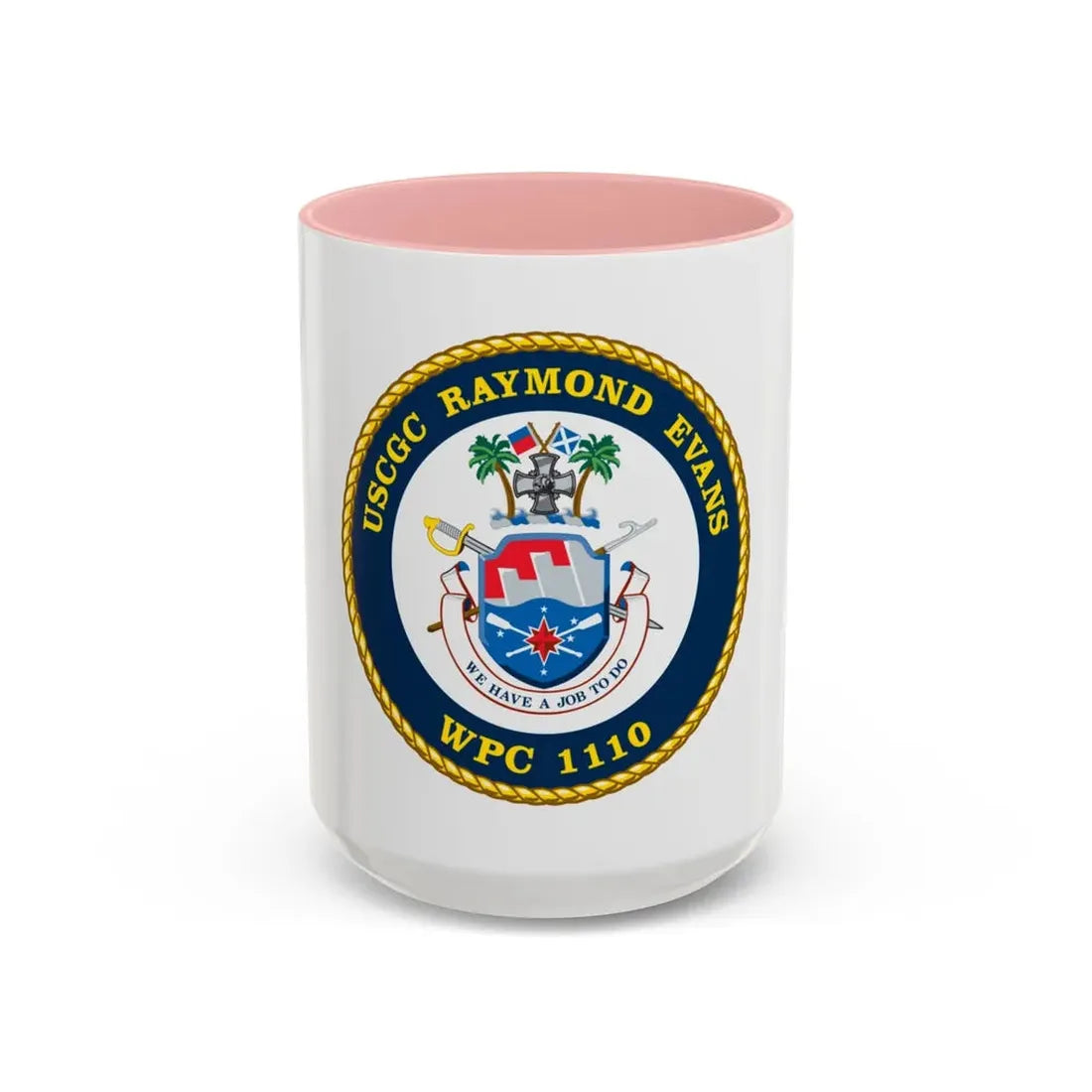 USCGC Raymond Evans WPC 1110 (U.S. Coast Guard) Accent Coffee Mug 15oz Pink - Go Mug Yourself
