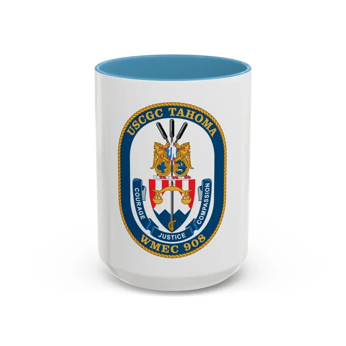 USCGC Tahoma WMEC 908 (U.S. Coast Guard) Accent Coffee Mug 15oz Light Blue - Go Mug Yourself