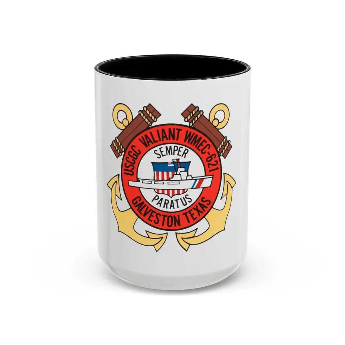 USCGC Valiant WMEC 621 (U.S. Coast Guard) Accent Coffee Mug 15oz Black - Go Mug Yourself