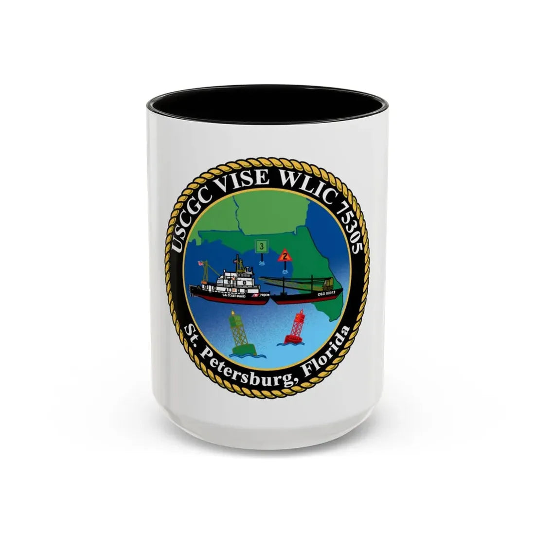 USCGC VISE WLIC 75305 (U.S. Coast Guard) Accent Coffee Mug 15oz Black - Go Mug Yourself