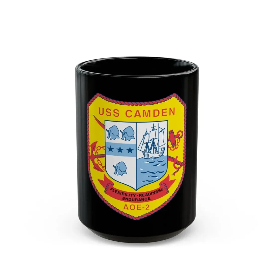 USS CAMDEN AOE 2 (U.S. Navy) Black Coffee Mug - Go Mug Yourself