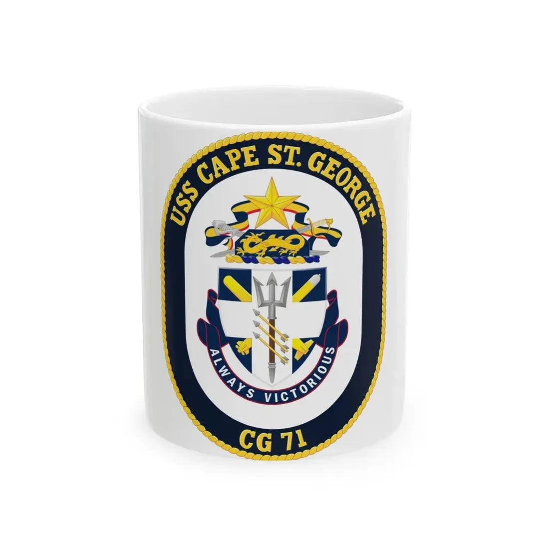 USS Cape St George CG 71 Crest (U.S. Navy) White Coffee Mug - Go Mug Yourself