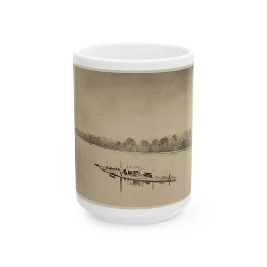 U.S.S. Casco, Light Draft Monitor, In The James River (U.S. Civil War) White Coffee Mug 15oz - Go Mug Yourself