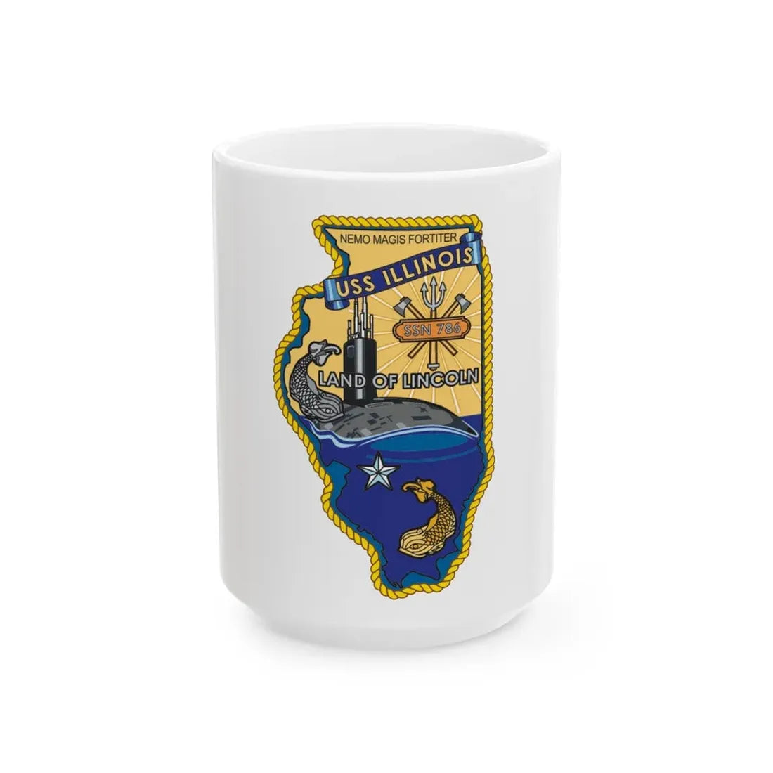 USS Illinois SSN 786 v2 (U.S. Navy) White Coffee Mug - Go Mug Yourself