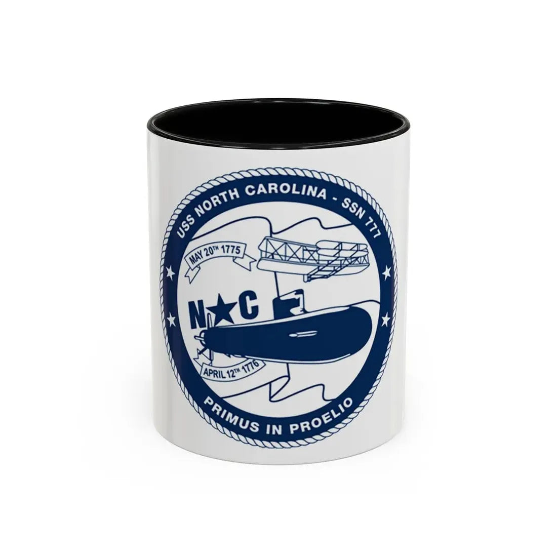 USS North Carolina SSN 777 (U.S. Coast Guard) Accent Coffee Mug 11oz Black - Go Mug Yourself