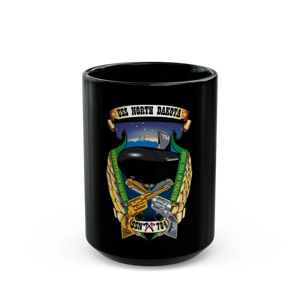 USS North Dakota SSN 784 (U.S. Navy) Black Coffee Mug-15oz-Go Mug Yourself
