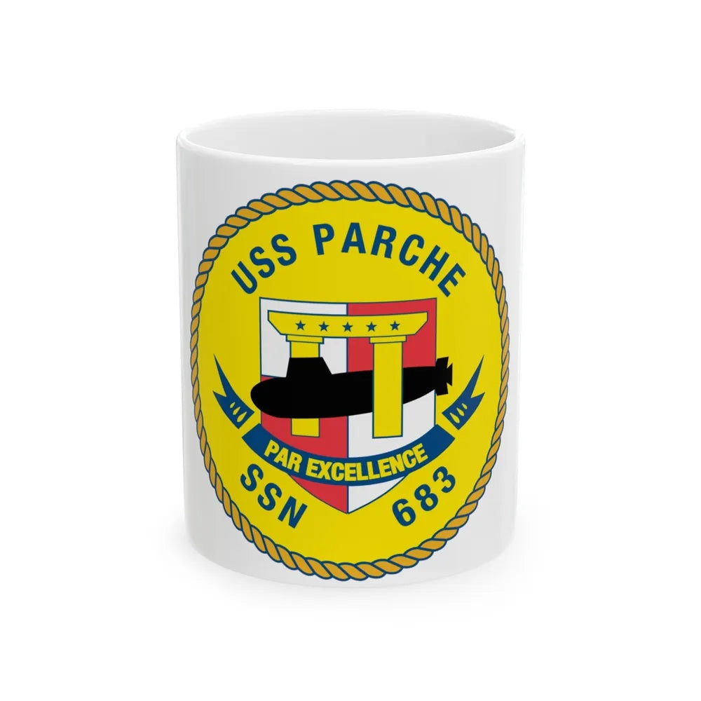 USS PArche SSN 683 (U.S. Navy) White Coffee Mug-11oz-Go Mug Yourself