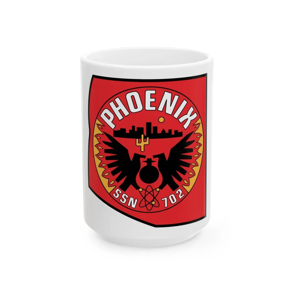 USS Phoenix SSN 702 (U.S. Navy) White Coffee Mug-15oz-Go Mug Yourself