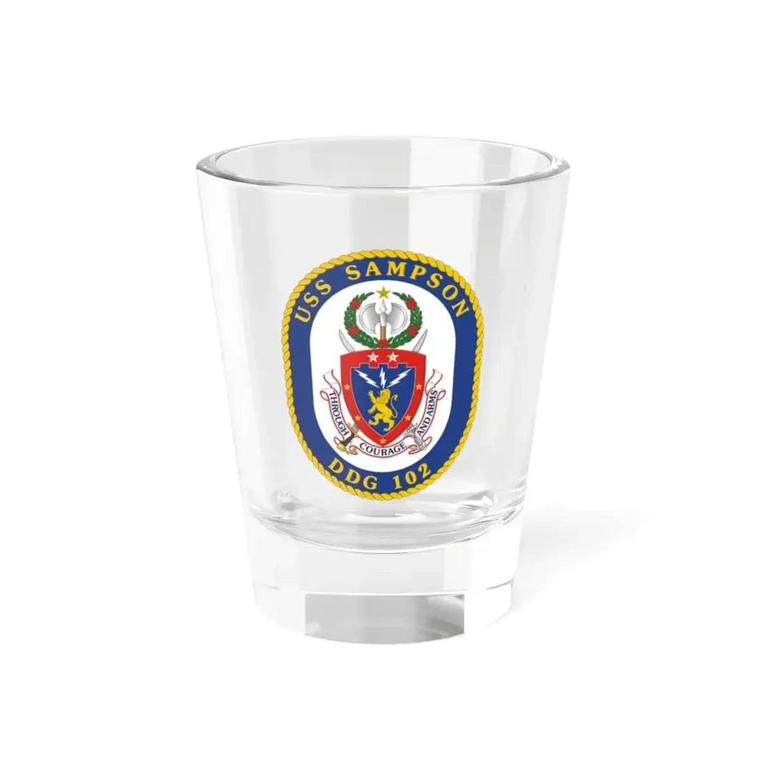 USS Sampson DDG 102 Crest (U.S. Navy) Shot Glass 1.5oz 1.5oz - Go Mug Yourself