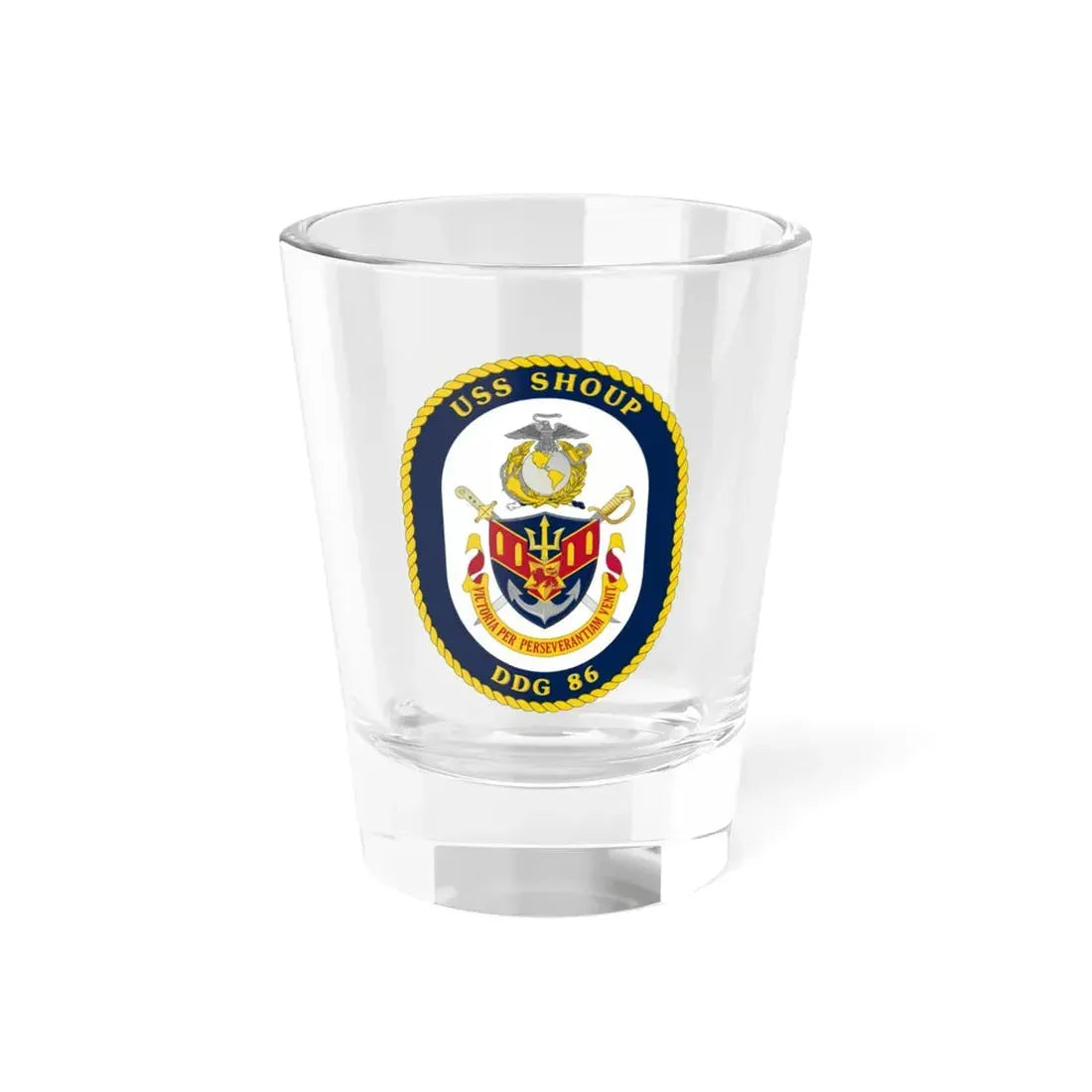USS Shoup DDG 86 Crest (U.S. Navy) Shot Glass 1.5oz 1.5oz - Go Mug Yourself