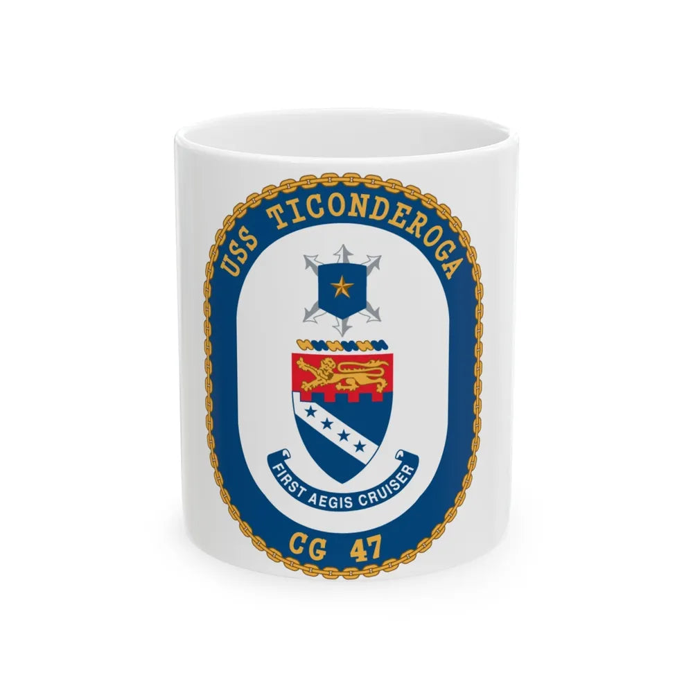 USS Ticonderoga (U.S. Navy) White Coffee Mug-11oz-Go Mug Yourself