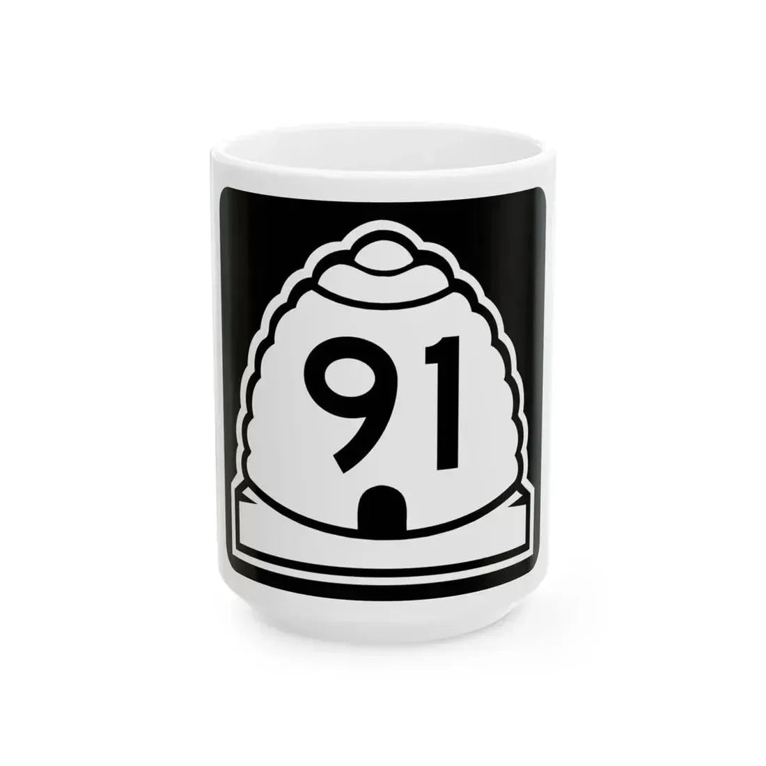 Utah 91 (Utah) (Road Sign) White Coffee Mug 15oz - Go Mug Yourself