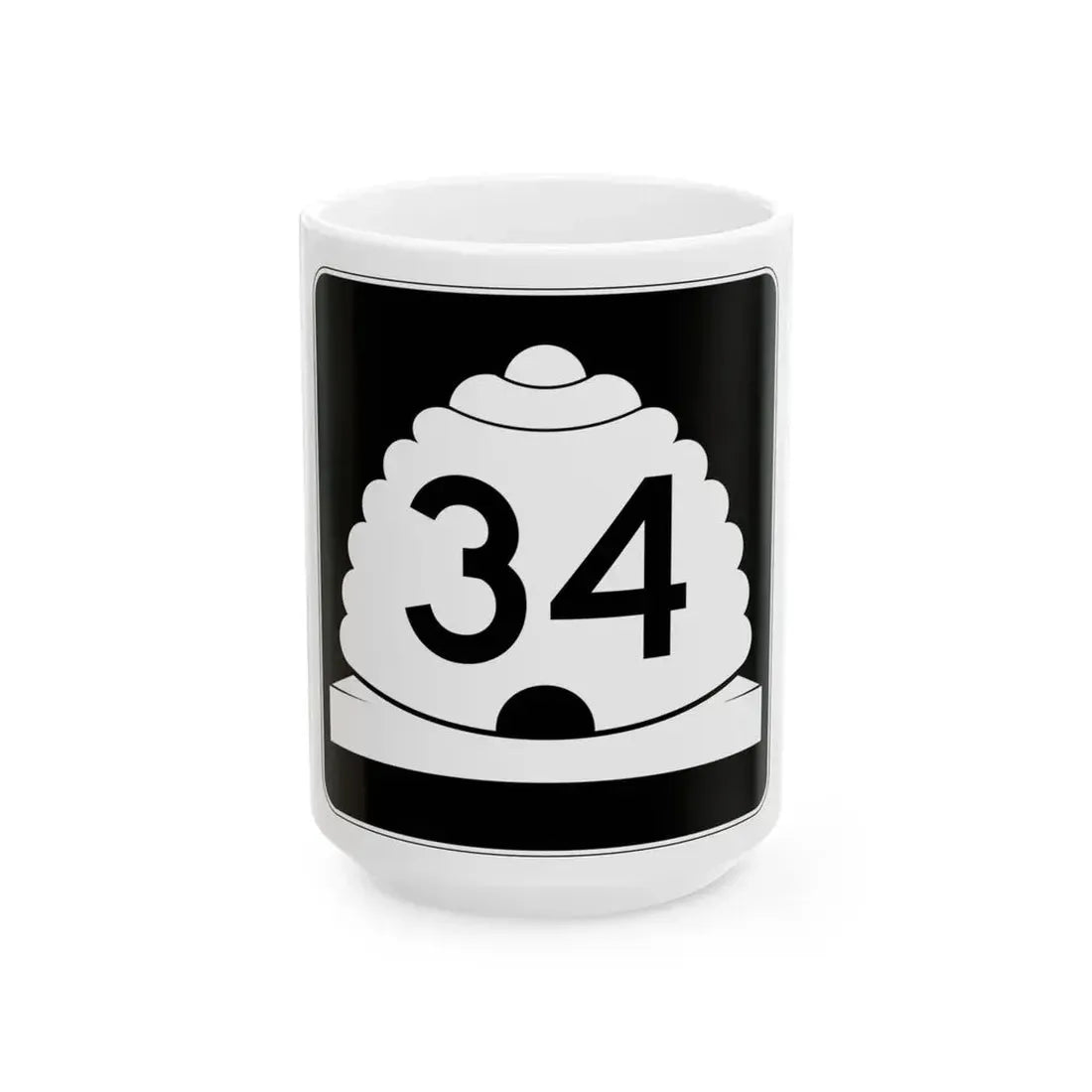Utah SR 34 (Utah) (Road Sign) White Coffee Mug 15oz - Go Mug Yourself