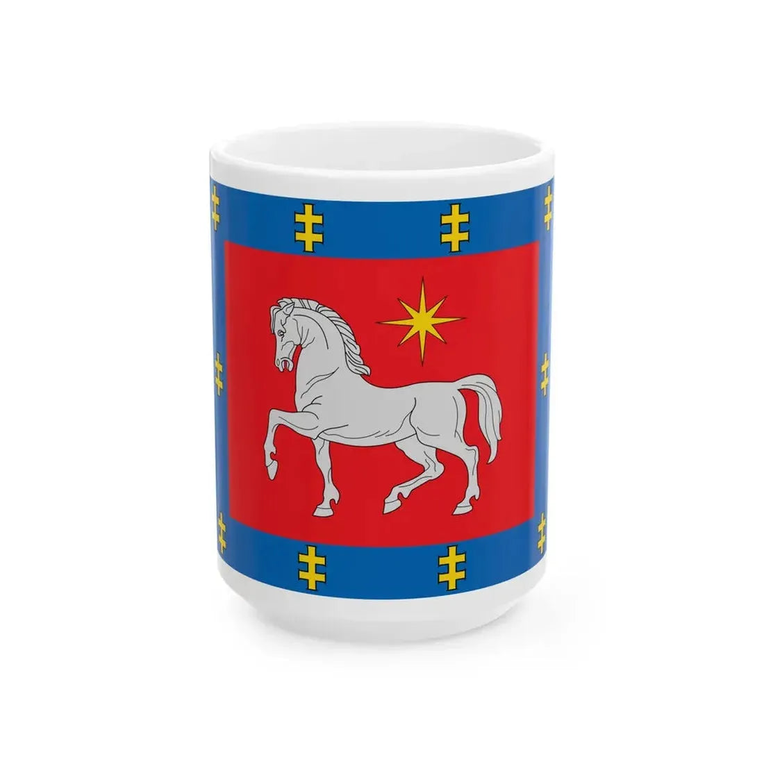 Utena County flag (Lithuania) White Coffee Mug 15oz - Go Mug Yourself