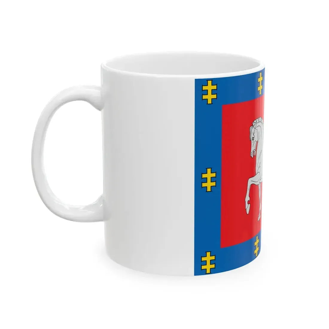 Utena County flag (Lithuania) White Coffee Mug - Go Mug Yourself