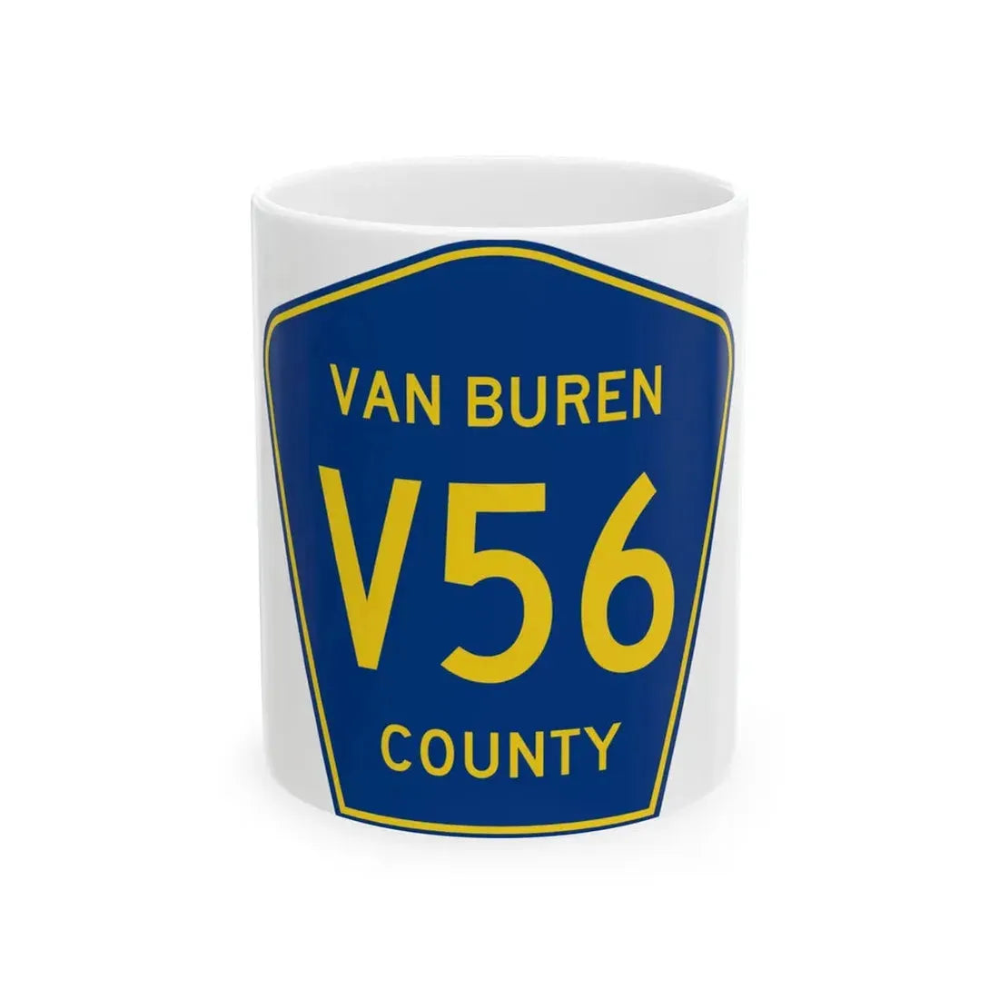 Van Buren County Route V56 IA (Iowa) (Road Sign) White Coffee Mug 11oz - Go Mug Yourself