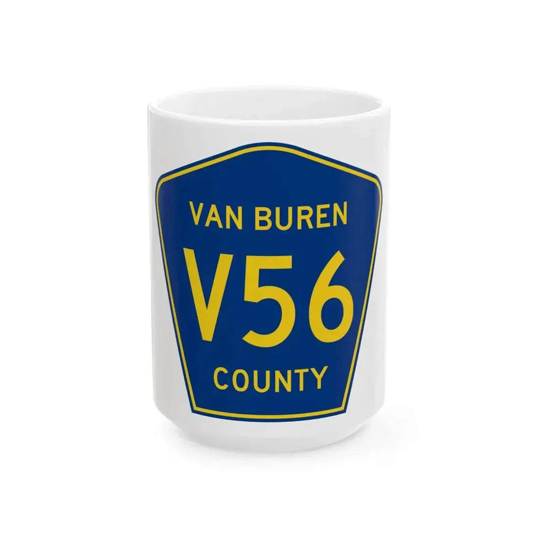 Van Buren County Route V56 IA (Iowa) (Road Sign) White Coffee Mug 15oz - Go Mug Yourself
