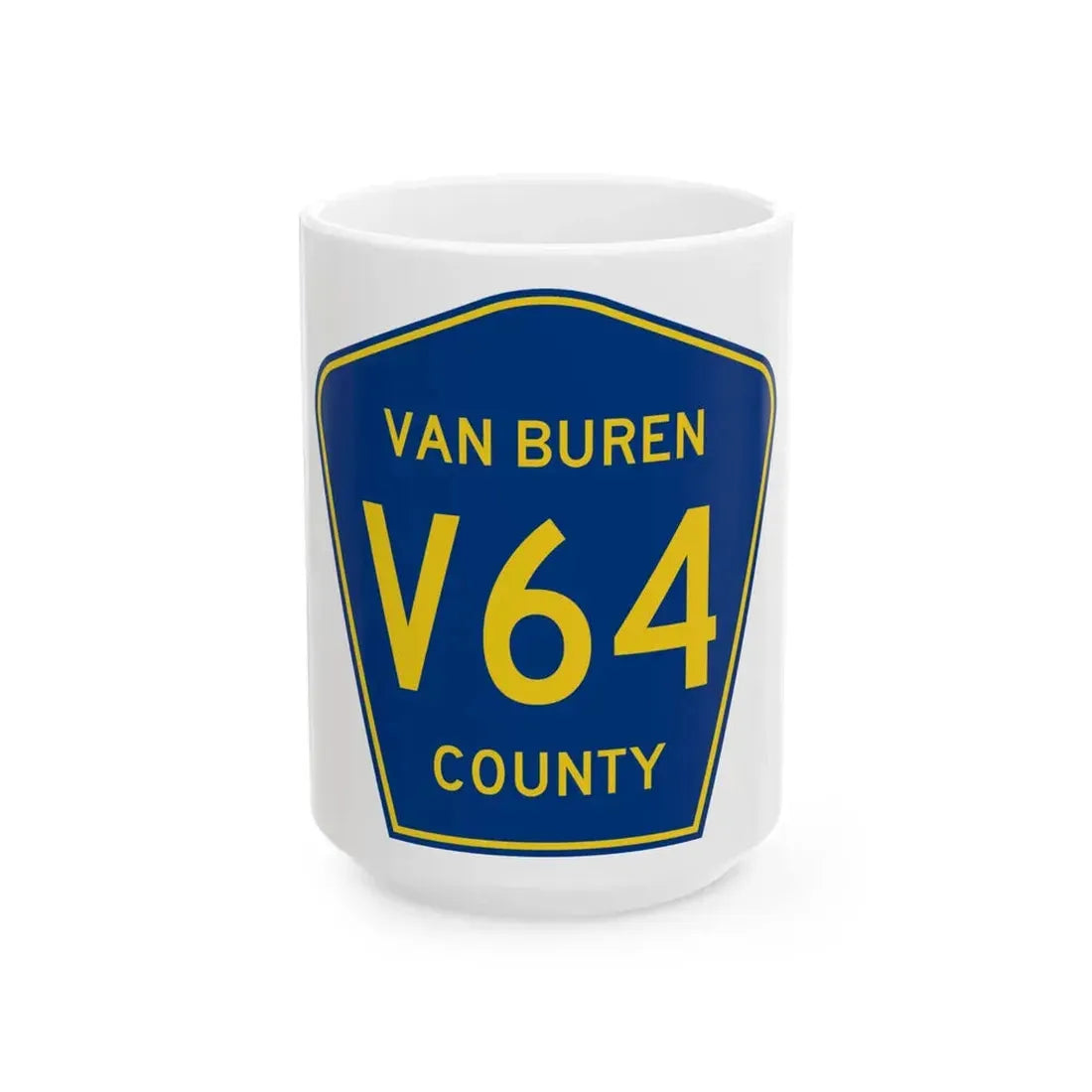 Van Buren County Route V64 IA (Iowa) (Road Sign) White Coffee Mug 15oz - Go Mug Yourself