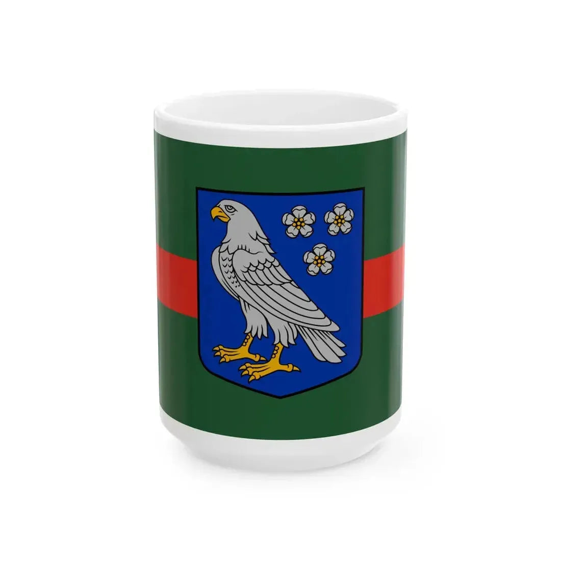 Vandzenes pagasta karogs (Latvia) White Coffee Mug 15oz - Go Mug Yourself