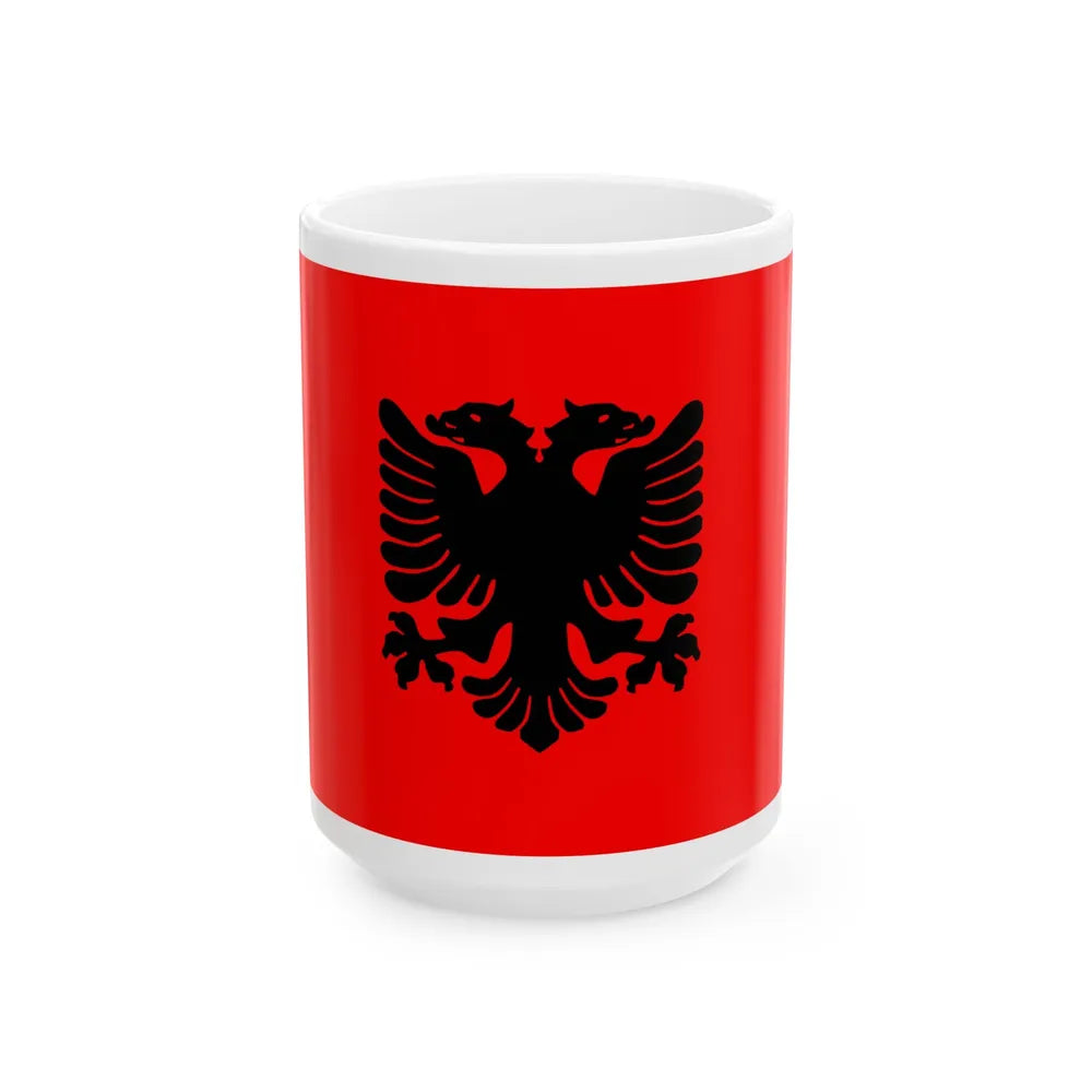 Variant eagle flag of Albania (Albania) White Coffee Mug 15oz - Go Mug Yourself