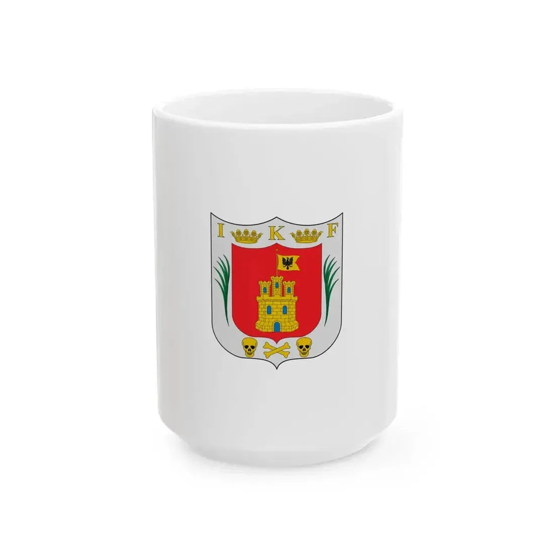 Variant flag of Tlaxcala on field of white (Mexico) White Coffee Mug 15oz - Go Mug Yourself
