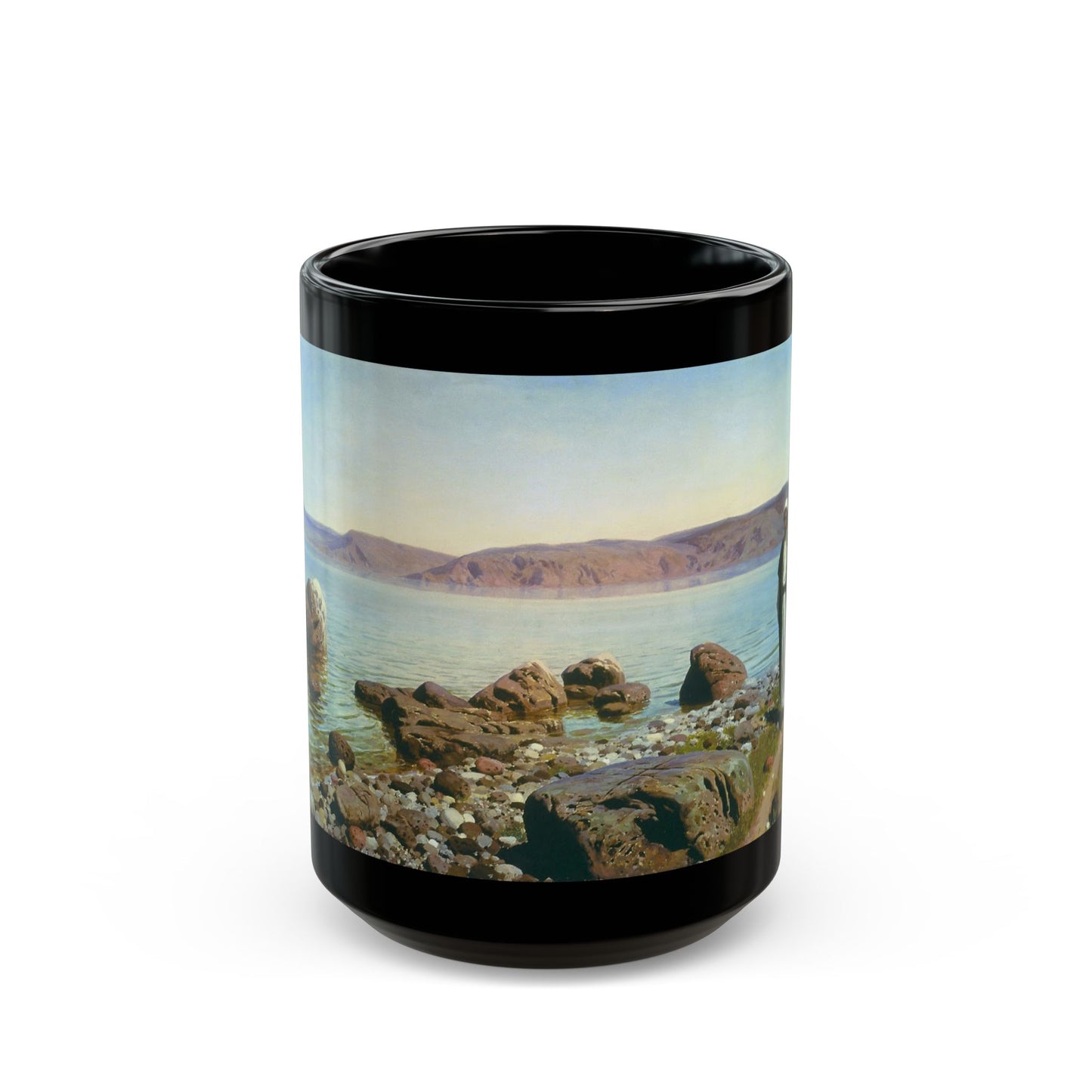 Vasily Polenov - At the Genisaret Lake 1888 - Black Coffee Mug-15oz-Go Mug Yourself