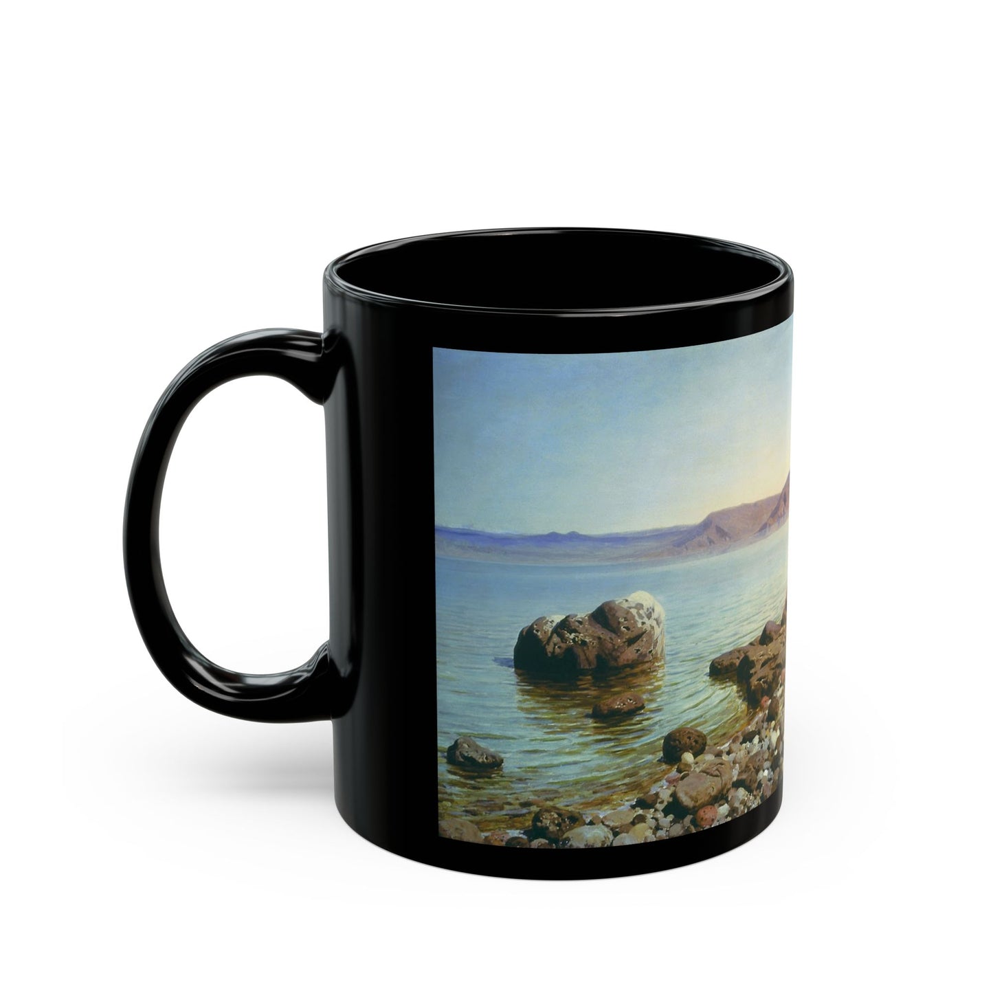 Vasily Polenov - At the Genisaret Lake 1888 - Black Coffee Mug-Go Mug Yourself