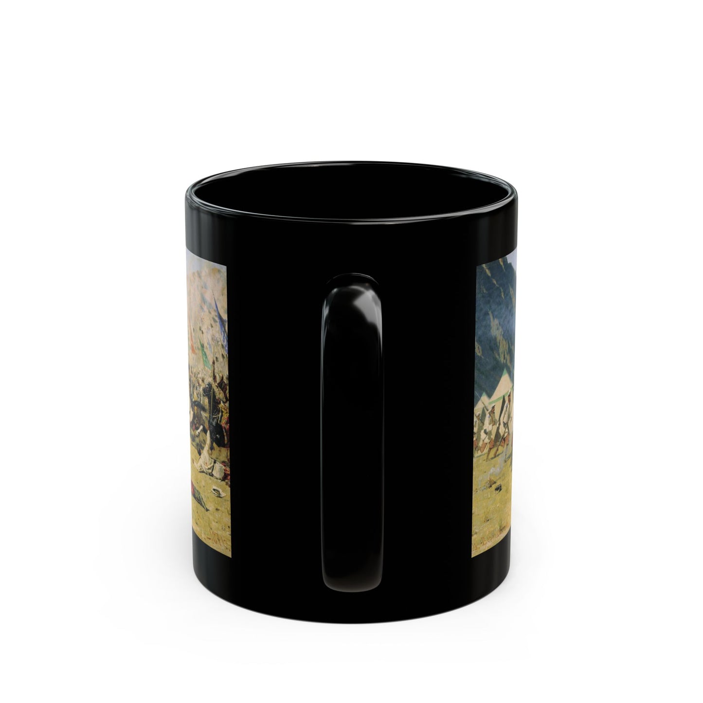 Vasily Vereshchagin (1842-1904) Surprise attack - 1871 - Black Coffee Mug-Go Mug Yourself