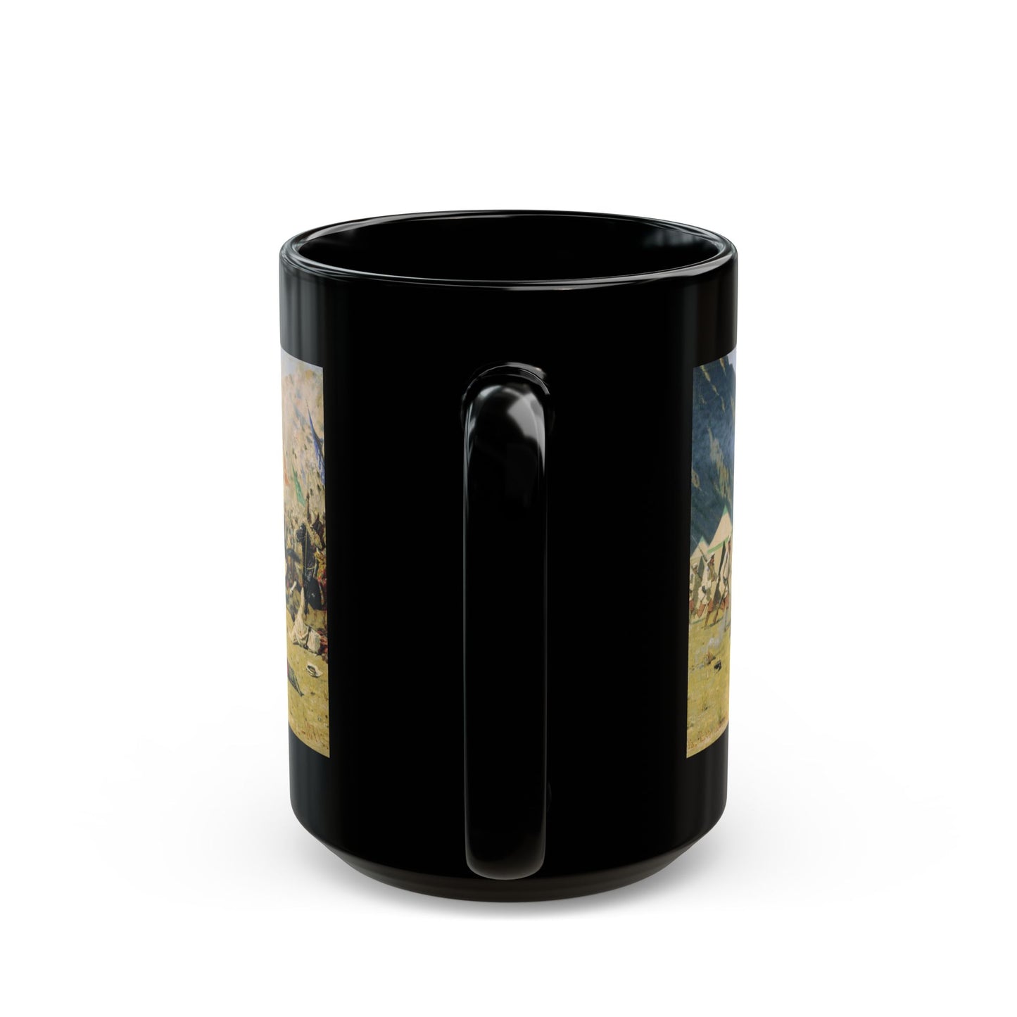 Vasily Vereshchagin (1842-1904) Surprise attack - 1871 - Black Coffee Mug-Go Mug Yourself