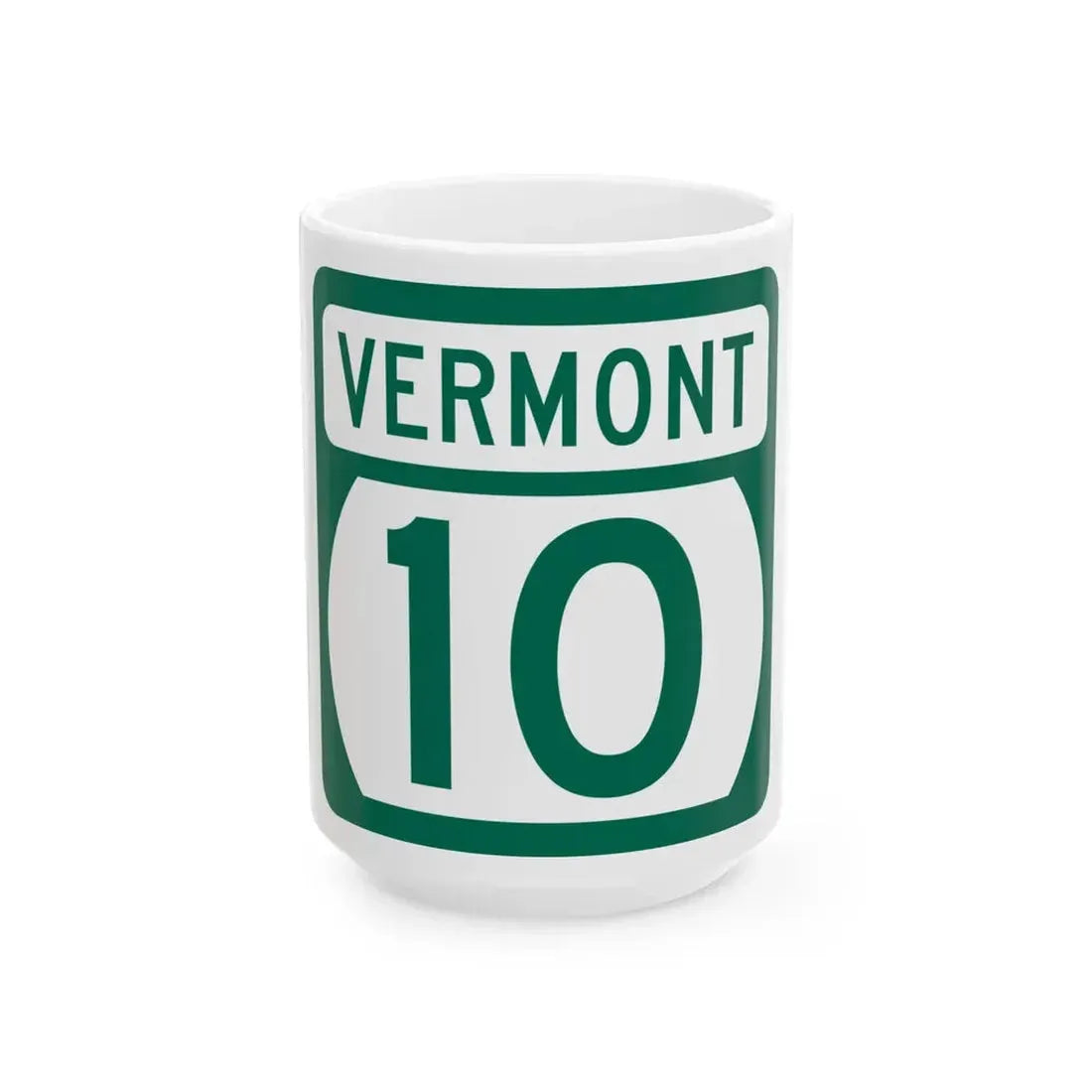 Vermont 10 (Vermont) (Road Sign) White Coffee Mug 15oz - Go Mug Yourself