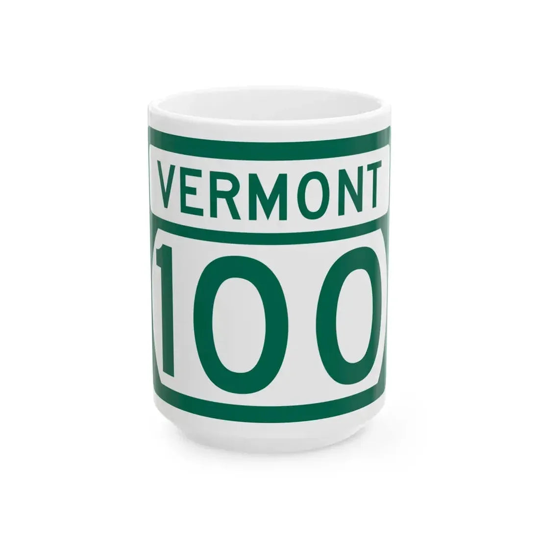 Vermont 100 (Vermont) (Road Sign) White Coffee Mug 15oz - Go Mug Yourself