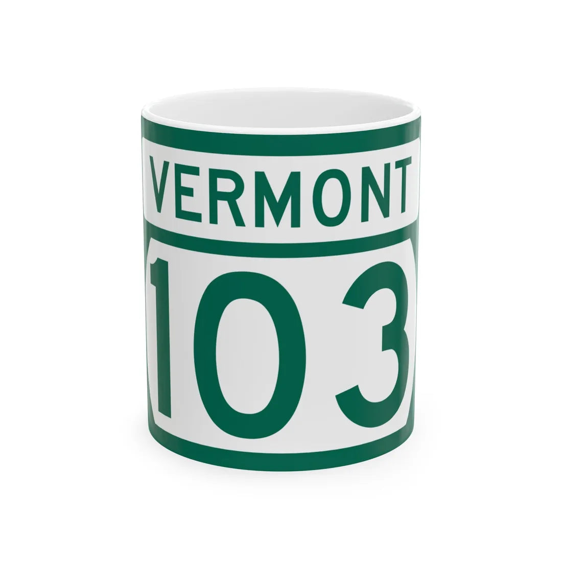Vermont 103 (Vermont) (Road Sign) White Coffee Mug 11oz - Go Mug Yourself