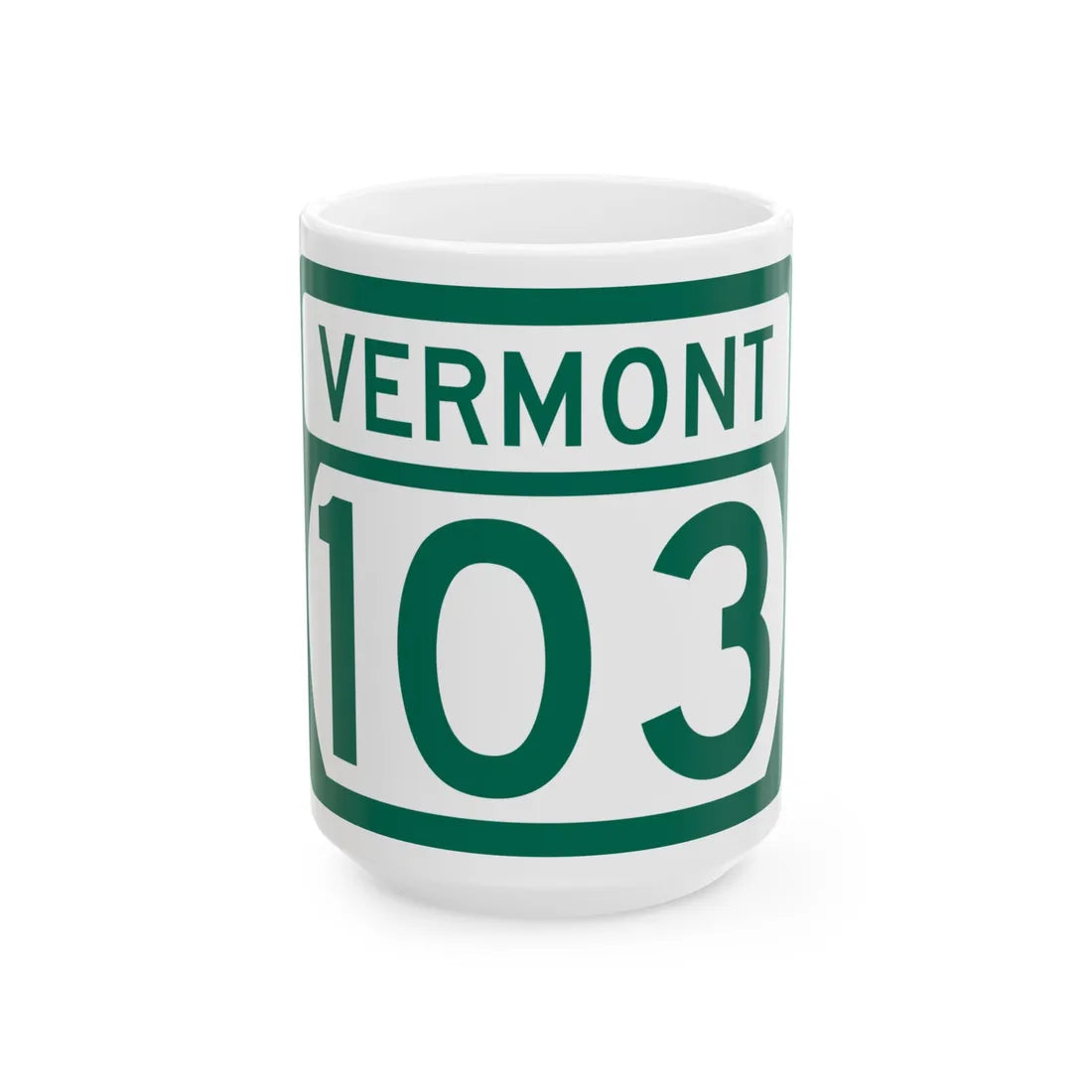Vermont 103 (Vermont) (Road Sign) White Coffee Mug 15oz - Go Mug Yourself