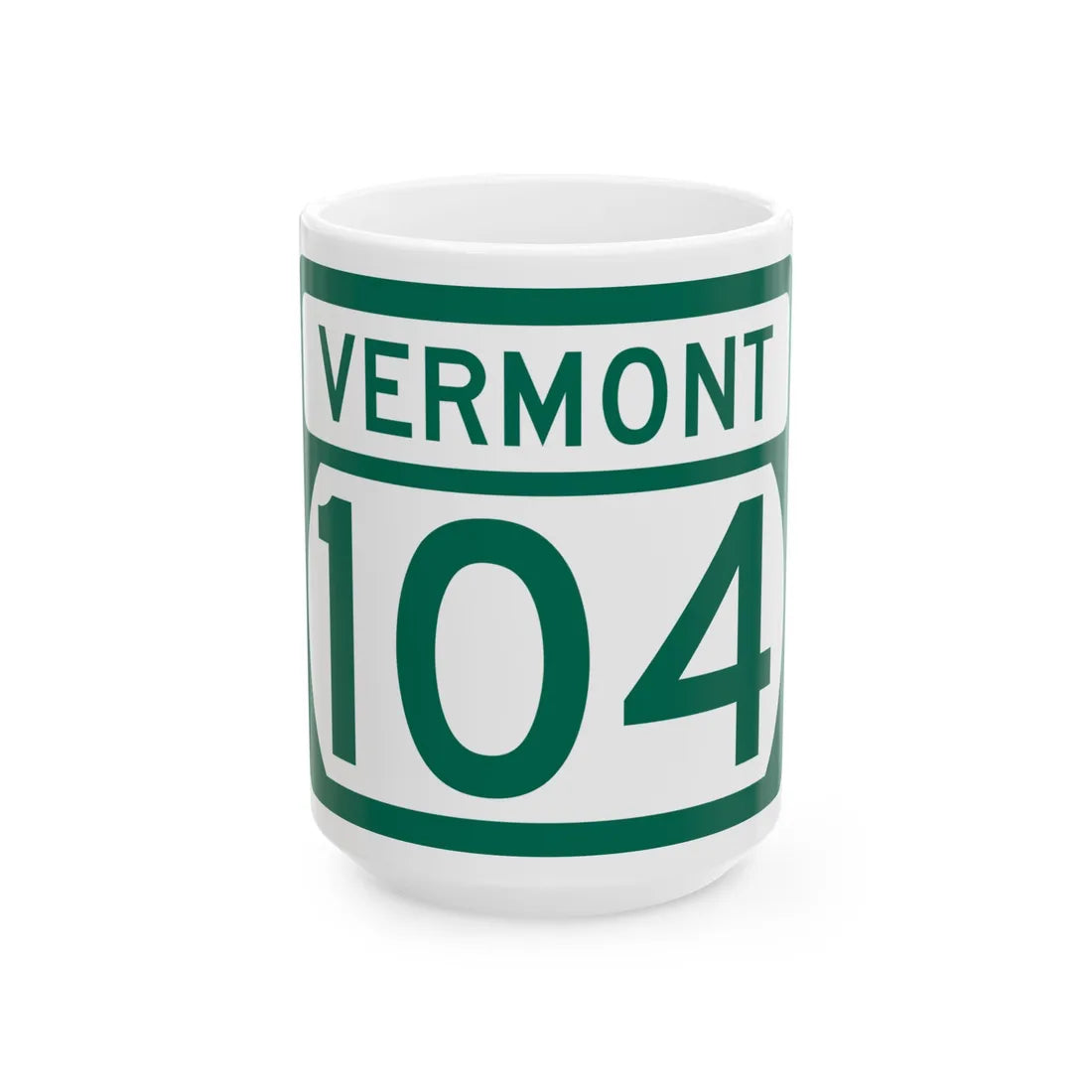 Vermont 104 (Vermont) (Road Sign) White Coffee Mug 15oz - Go Mug Yourself