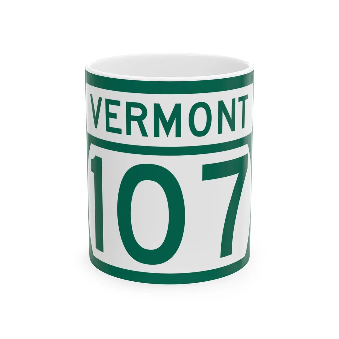 Vermont 107 (Vermont) (Road Sign) White Coffee Mug 11oz - Go Mug Yourself