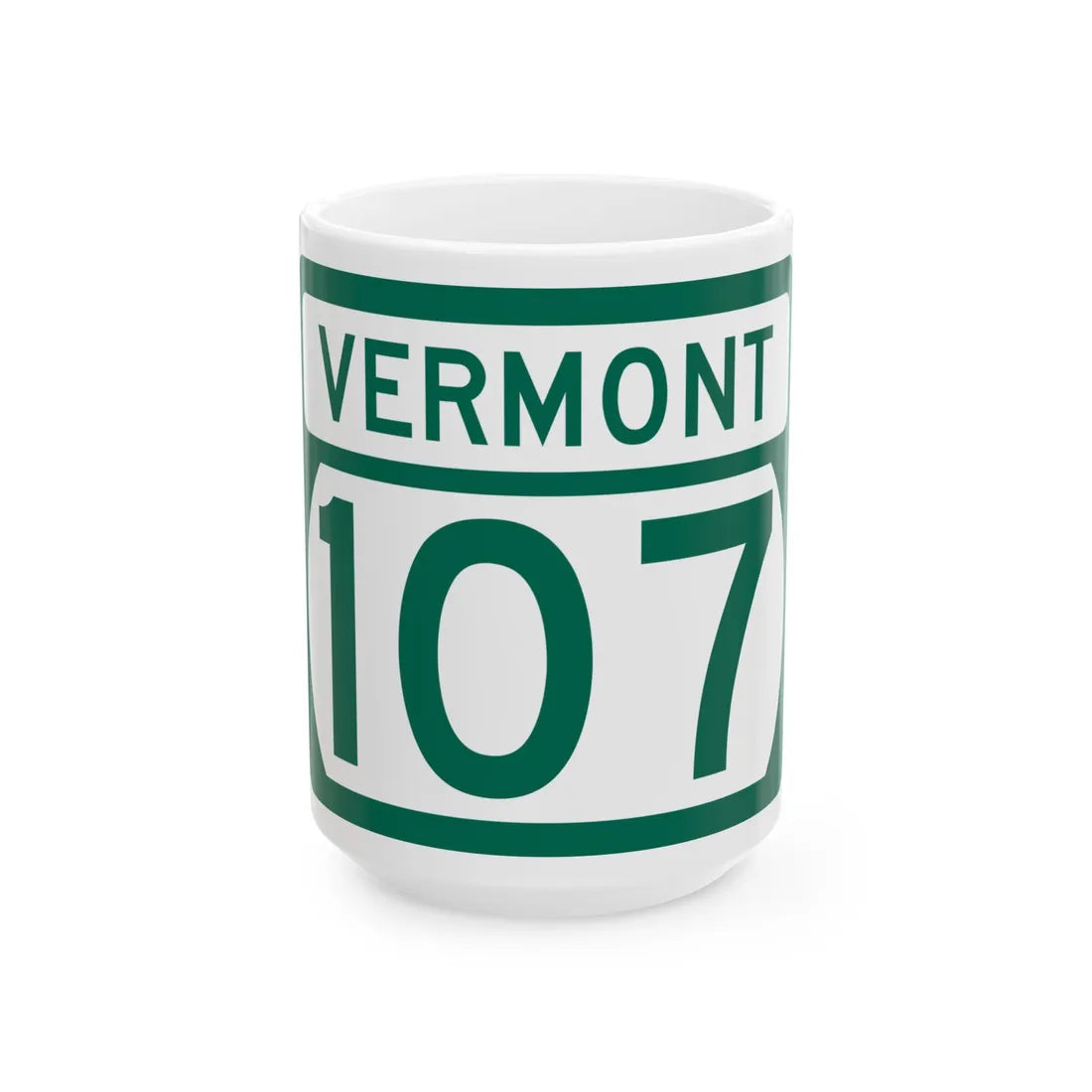 Vermont 107 (Vermont) (Road Sign) White Coffee Mug 15oz - Go Mug Yourself